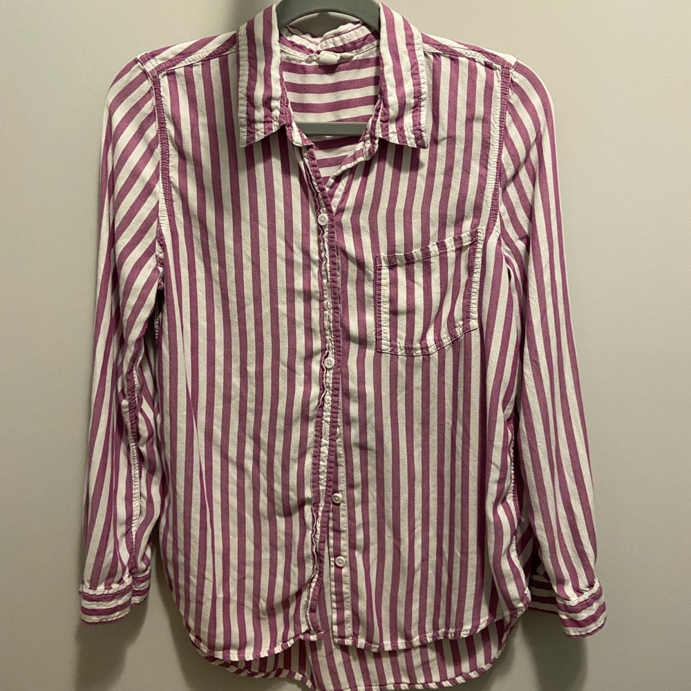 Lilac & white striped button-up